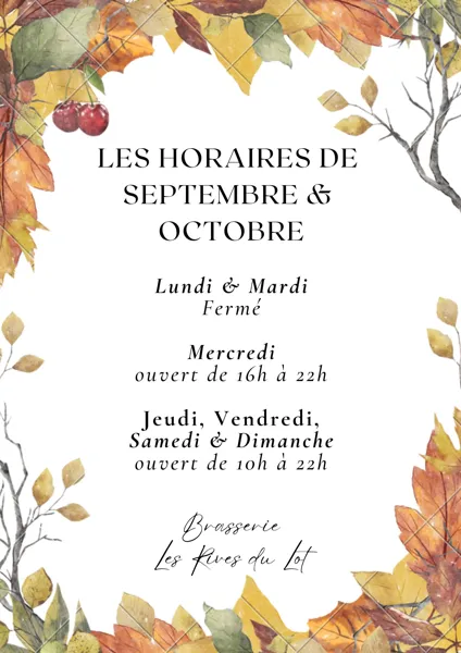 Horaires Automne