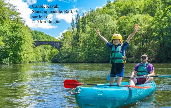 Canoë, kayak, paddle, raft, sur le Lot, à 5 km du gîte
