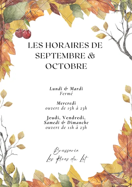 Horaires Automne