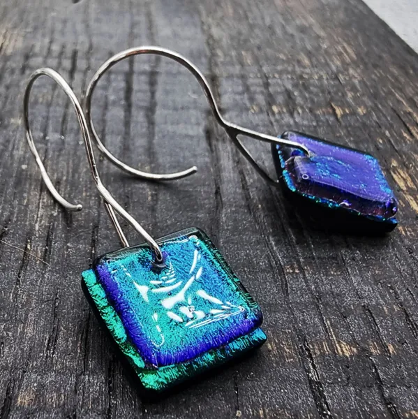 Boucles d'oreilles - Verre fusionné et argent