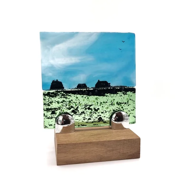 Tableau en verre fusionné, support chêne - Buron, Aubrac