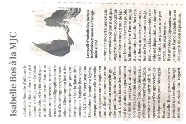 Article de presse exposition MJC Gaillac Oct 2024 : "L'esprit du blanc"