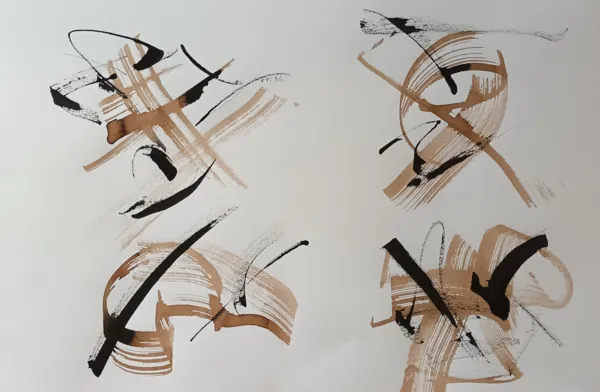 Calligraphie réalisée lors d'un atelier de gestuelle par un participant